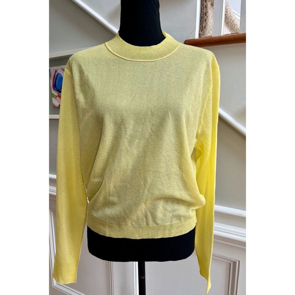 ZARA yellow sheer mock neck light “sweater" size M – NWT